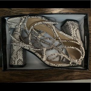Snake print tie up sandals